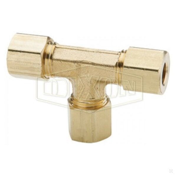 The Right Connection Compression Union Tee, 1/8 in x 5/16-24 Nominal, Tube x Straight End Style, Bra